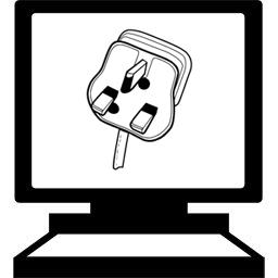 Logo - 3-pin plug in computer screen